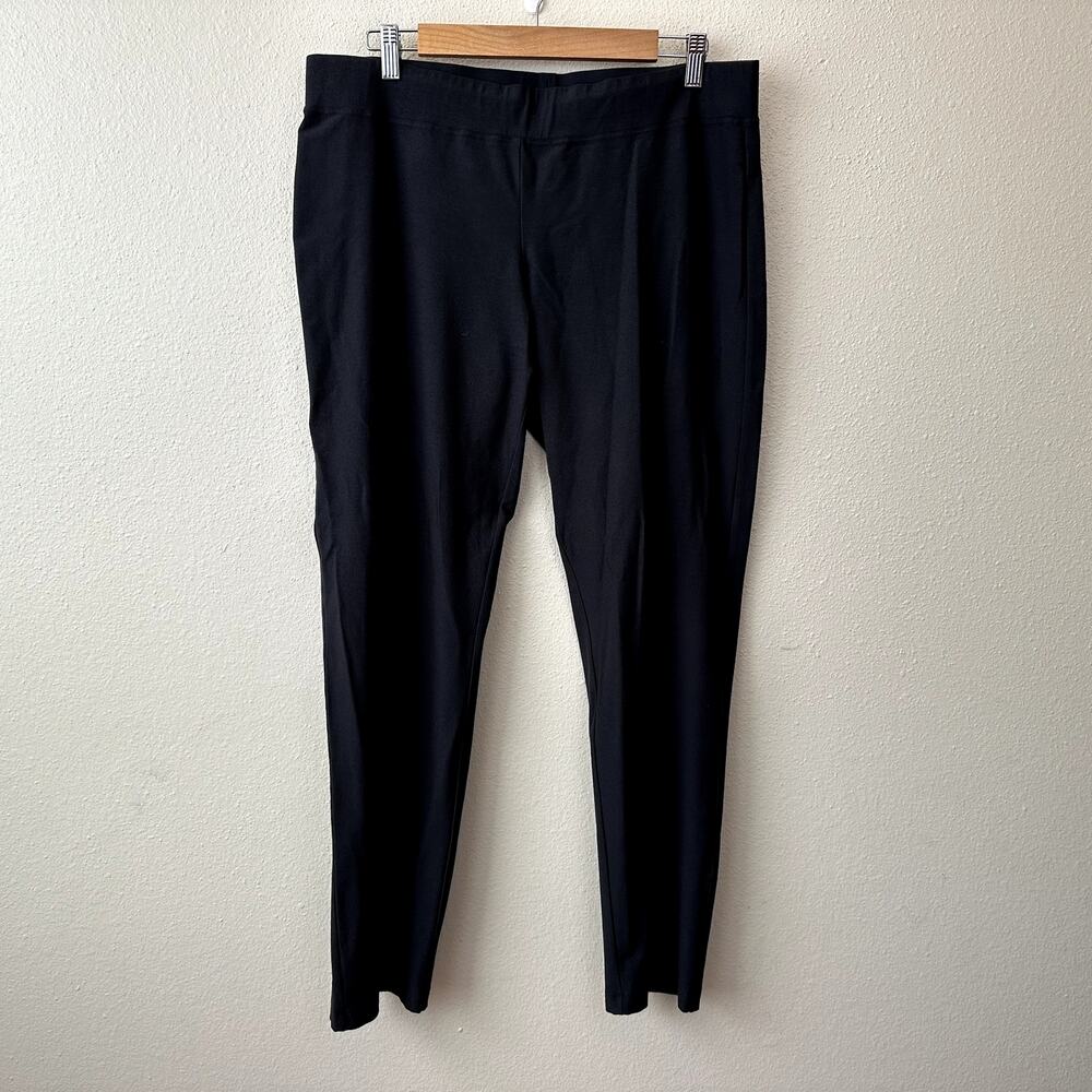 Eileen Fisher Pants Womens Small Crepe Green Tapered Straight Stretch Pull On